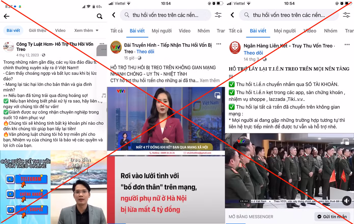 Các Fanpage giả danh để thực hiện hành vi lừa đảo. Ảnh: Công an tỉnh Bắc Giang