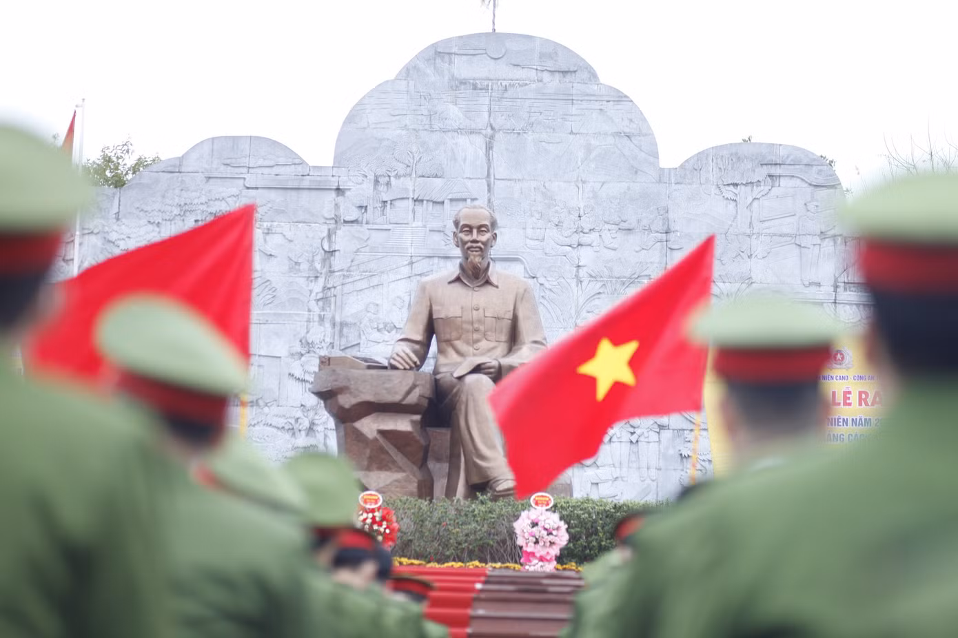 Lễ ra quân Tháng Thanh niên diễn ra tại Khu lưu niệm Sáu điều Bác Hồ dạy Công an Nhân dân ở huyện Tân Yên (Bắc Giang): Ảnh: Nguyễn Thắng
