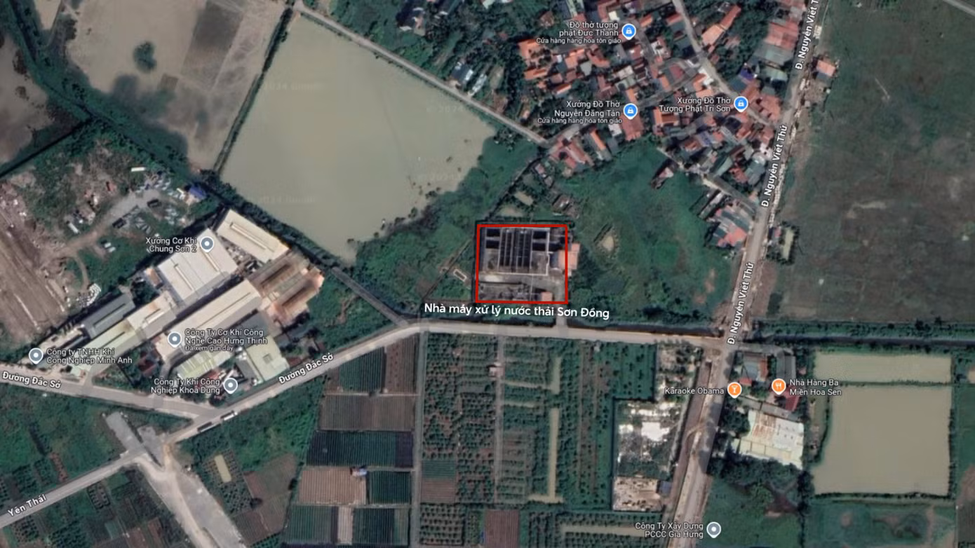 Vị trí nhà máy xử lý nước thải Sơn Đồng. Ảnh: Google maps Vị trí nhà máy xử lý nước thải Sơn Đồng. Ảnh: Google maps