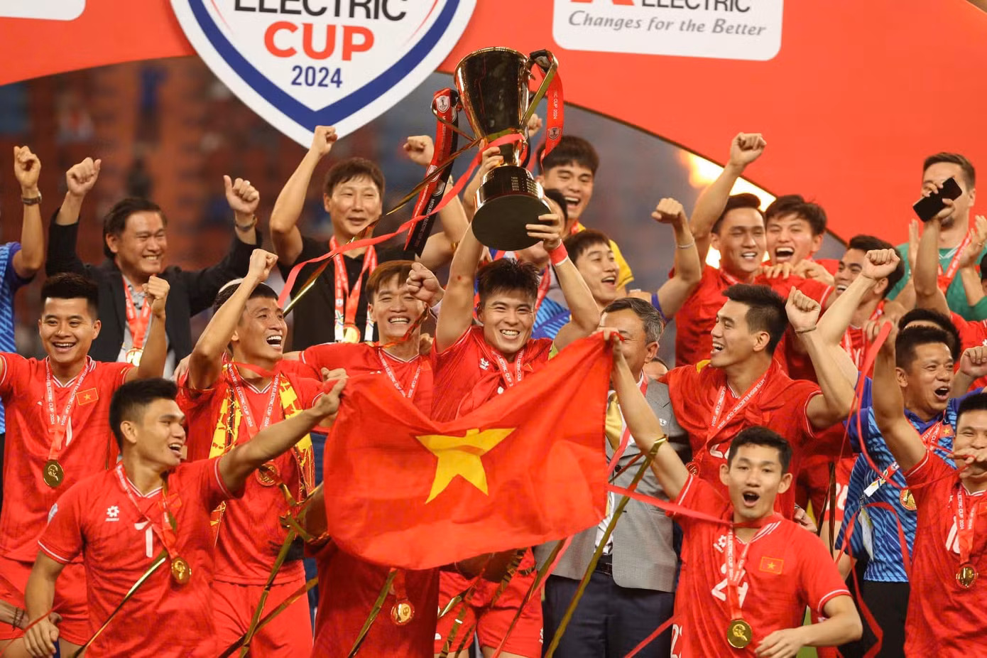 ĐT Việt Nam vô địch AFF Cup 2024. (Ảnh: Facebook cầu thủ Duy Mạnh)