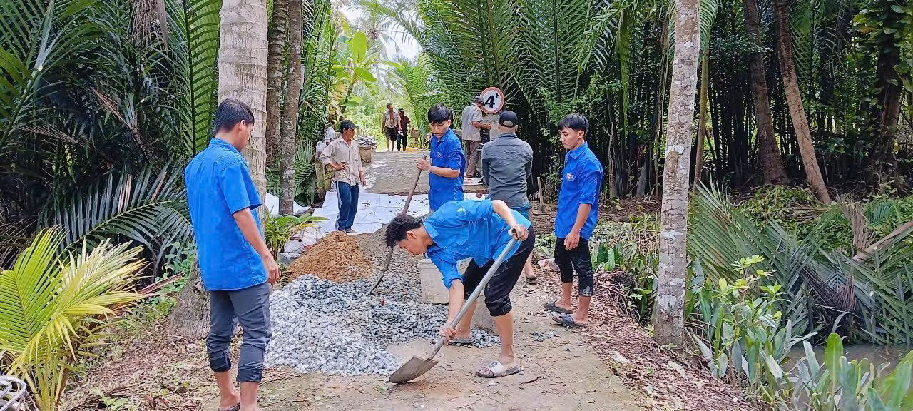 ĐVTN Bến Tre làm đường nông thôn.