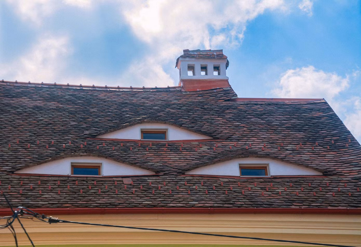 Cư dân của Sibiu thời điểm bấy giờ chủ yếu là người Đức Saxon, thường dự trữ thực phẩm như pho mát, xúc xích và ngũ cốc trên gác mái của họ. Các cửa sổ hẹp, với các lỗ mở được bố trí hợp lý, cho phép không khí mát lưu thông và ngăn ngừa tình trạng tích tụ hơi ẩm, đảm bảo thực phẩm quý giá luôn trong lành. Ảnh: Kinh Quốc.