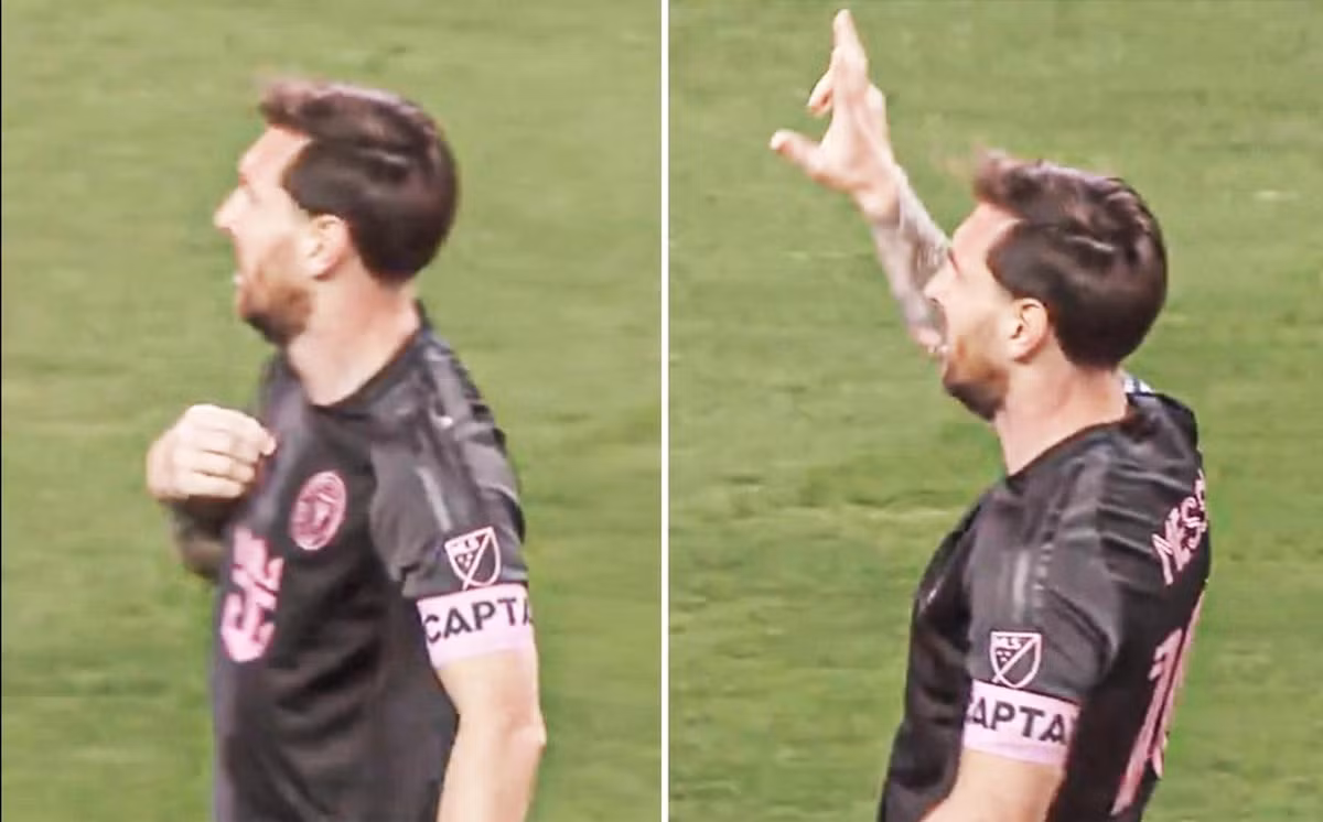 Pha ăn mừng gây tranh cãi của Messi.