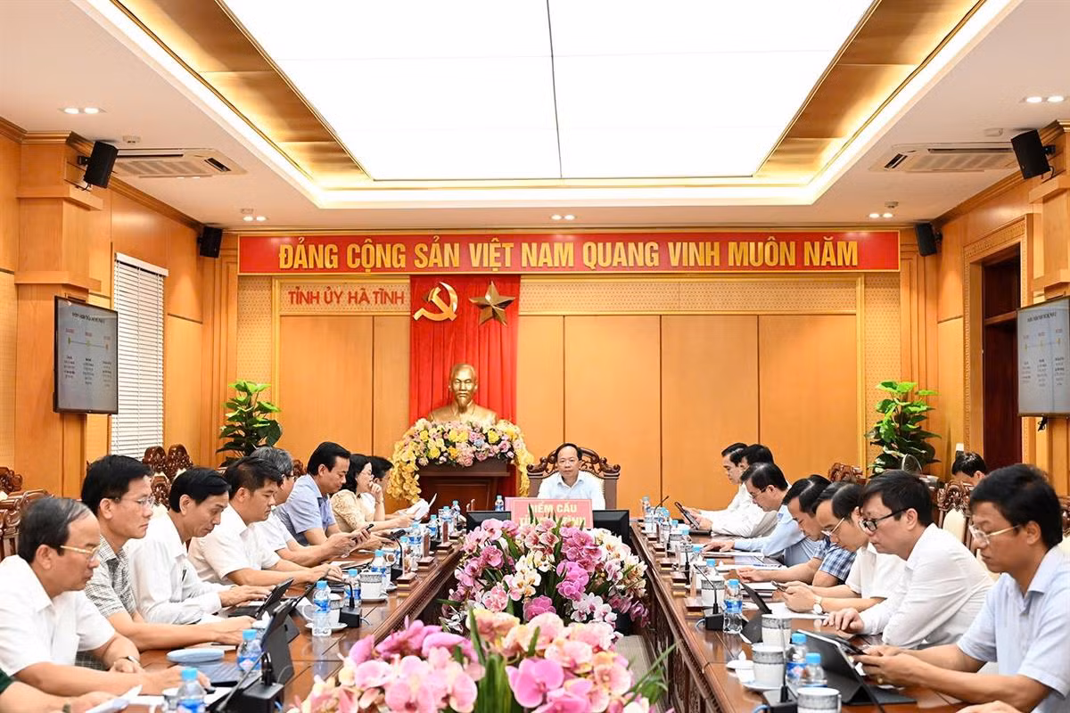 Các đại biểu dự Hội nghị tại điểm cầu tỉnh Hà Tĩnh.