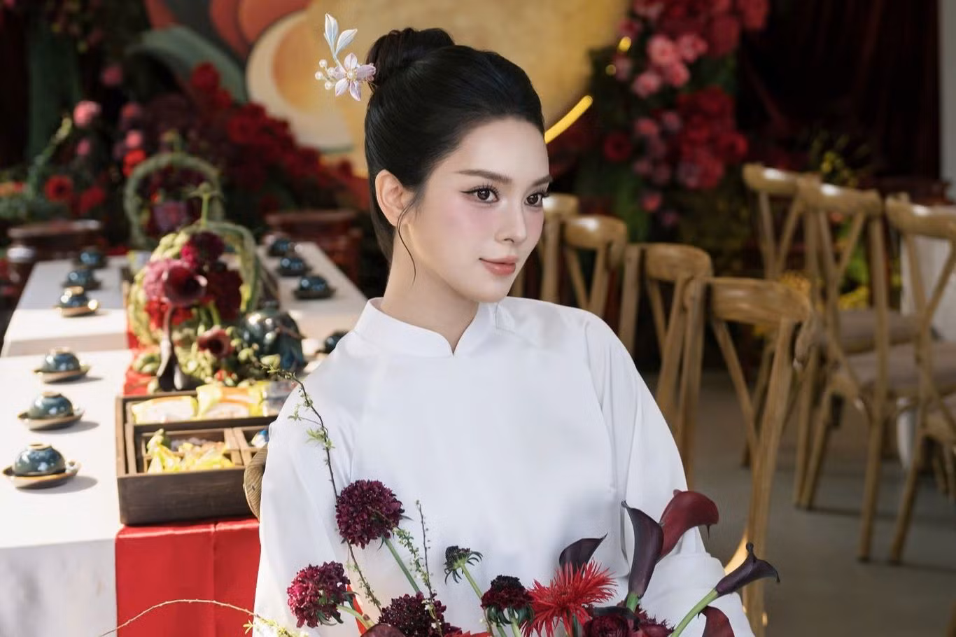 Đám hỏi của Quỳnh Lương và thiếu gia Tiến Phát được tổ chức tại tư gia ở Phú Thọ. Ảnh: Tada Wedding Film.