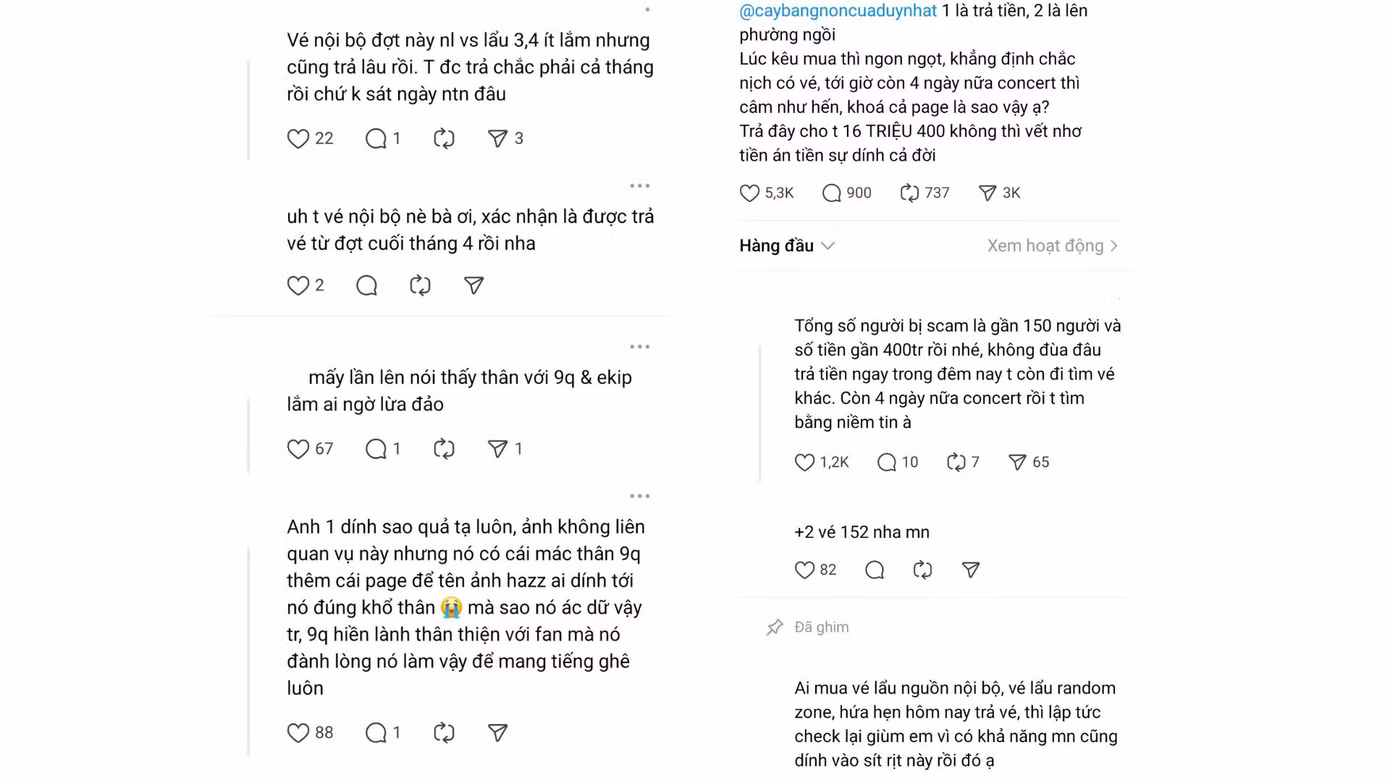 Người hâm mộ lên tiếng đòi quản lý trang Cây bàng non trả tiền mua vé.
