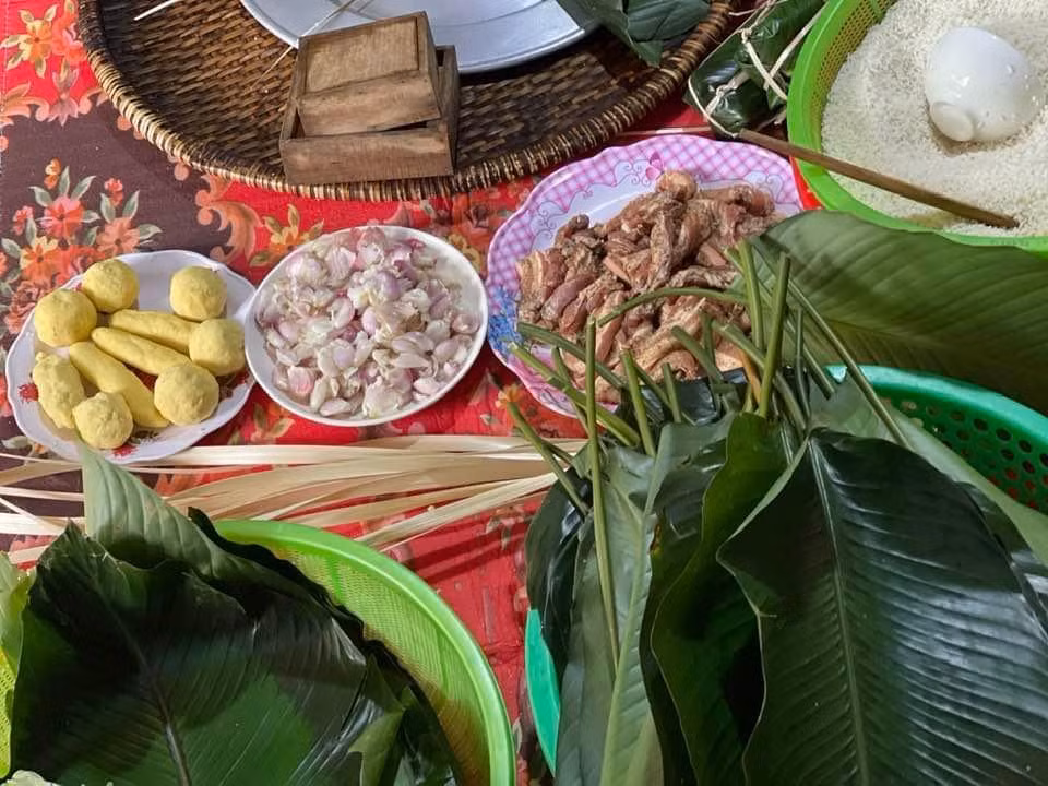 Những chiếc lá dong làm bánh Tét được người dân miền Trung vất vả thu hái từ trong rừng sâu.
