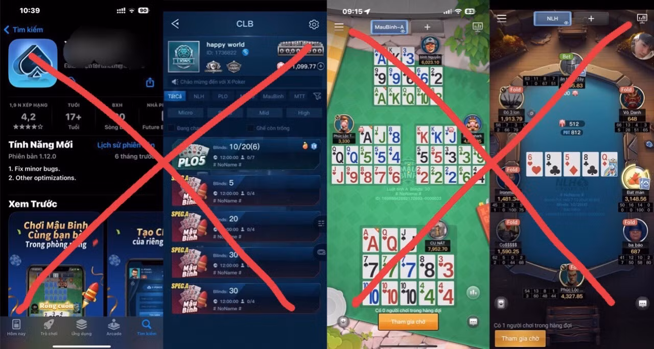 Trên các kho ứng dụng CH play, App store… có vô số ứng dụng đánh bạc trá hình. Ảnh: CA