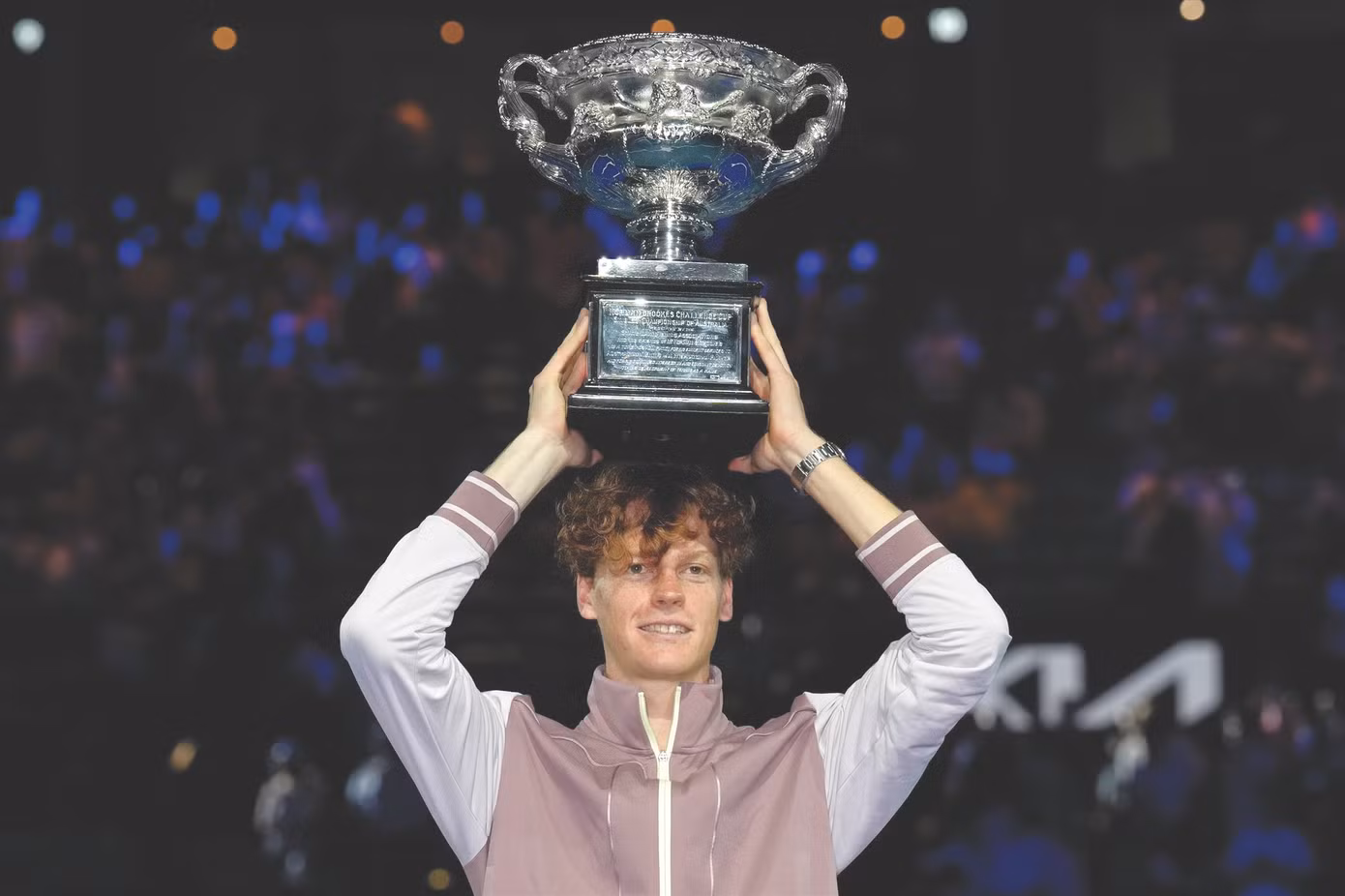 Jannik Sinner hạnh phúc khi đăng quang Australian Open 2024 Ảnh: Getty Images