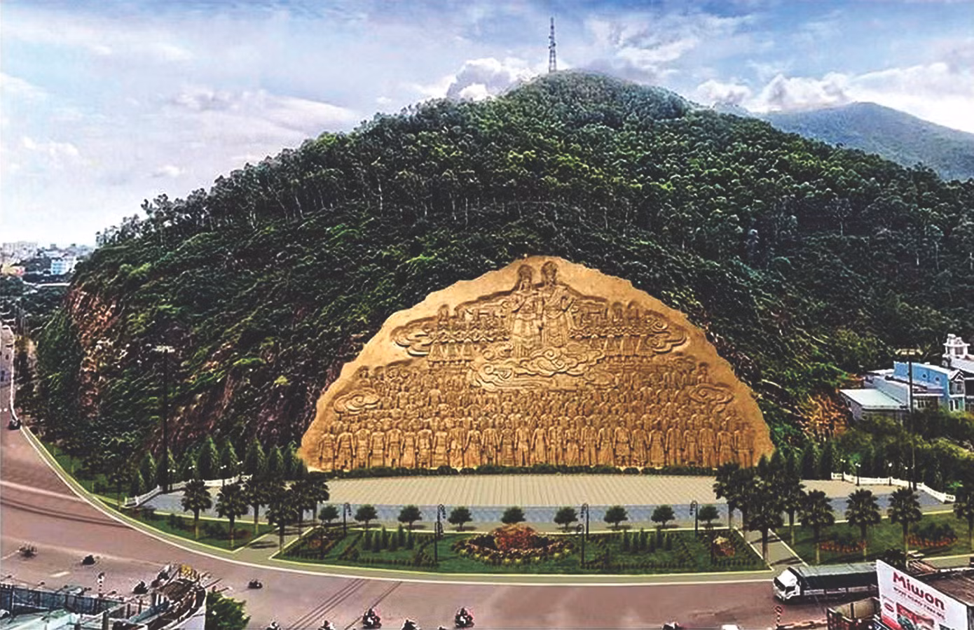 Phối cảnh dự án phù điêu “Lạc Long Quân - Âu Cơ trên núi Bà Hỏa
