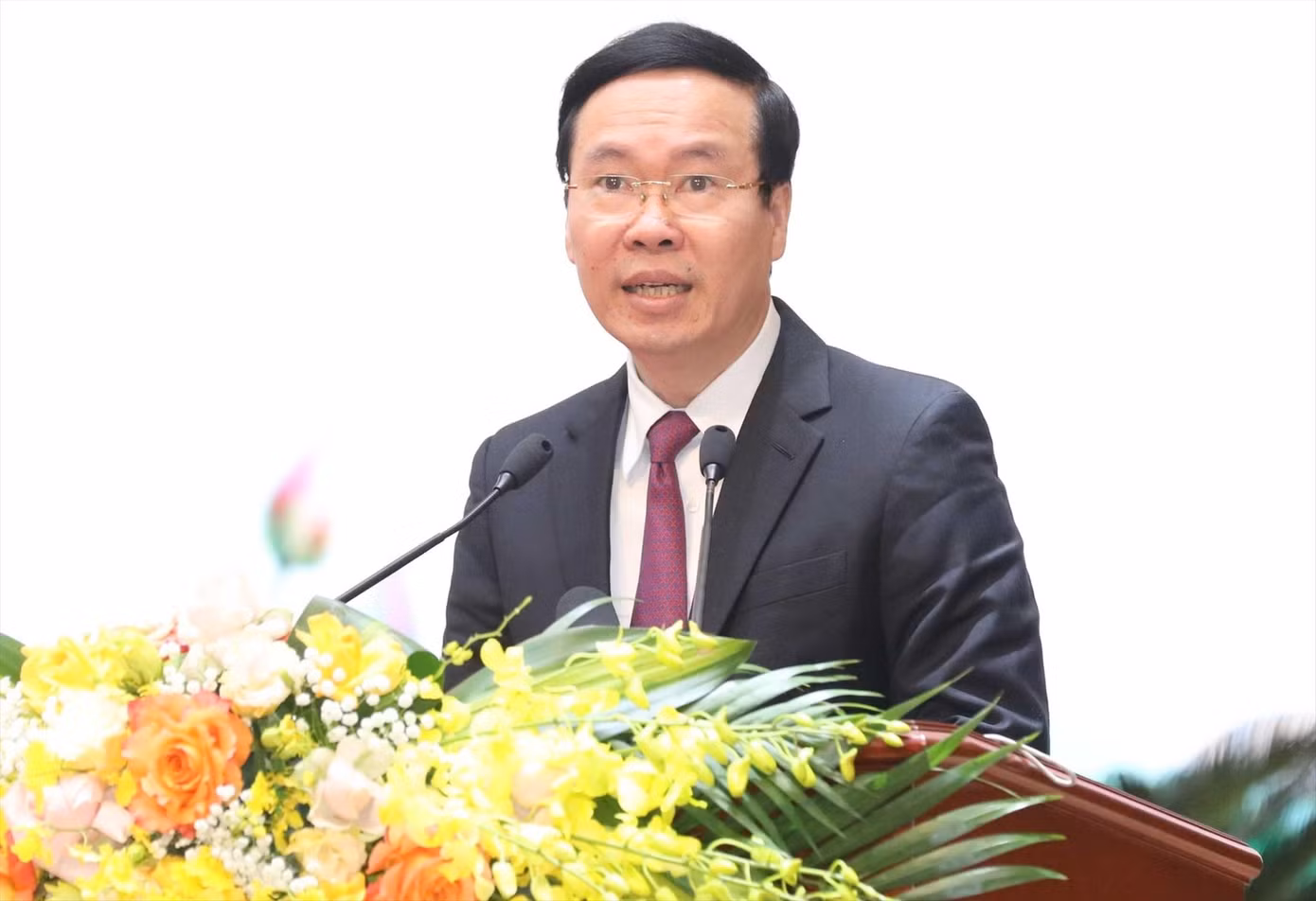 Thường trực Ban Bí thư Võ Văn Thưởng phát biểu tại hội nghị (Ảnh: TTXVN).
