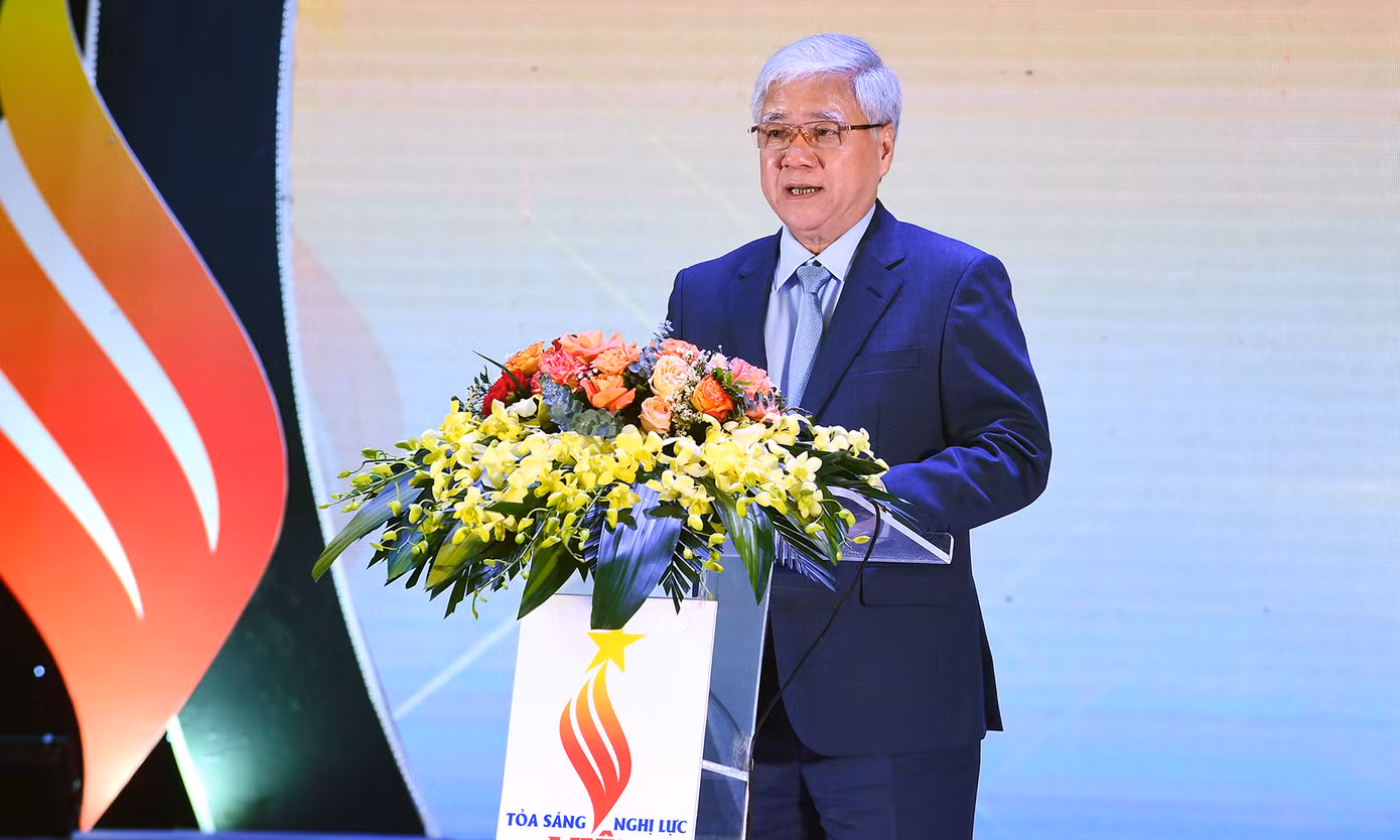 Ông Đỗ Văn Chiến - Bí thư T.Ư Đảng, Chủ tịch Ủy ban T.Ư Mặt trận Tổ quốc Việt Nam phát biểu tại chương trình.
