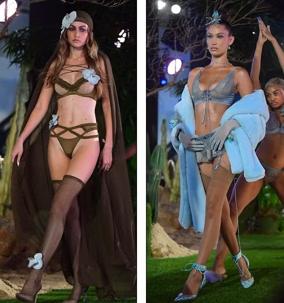 Không dự Victoria’s Secret Show, Gigi-Bella Hadid vẫn rực lửa nội y ảnh 1