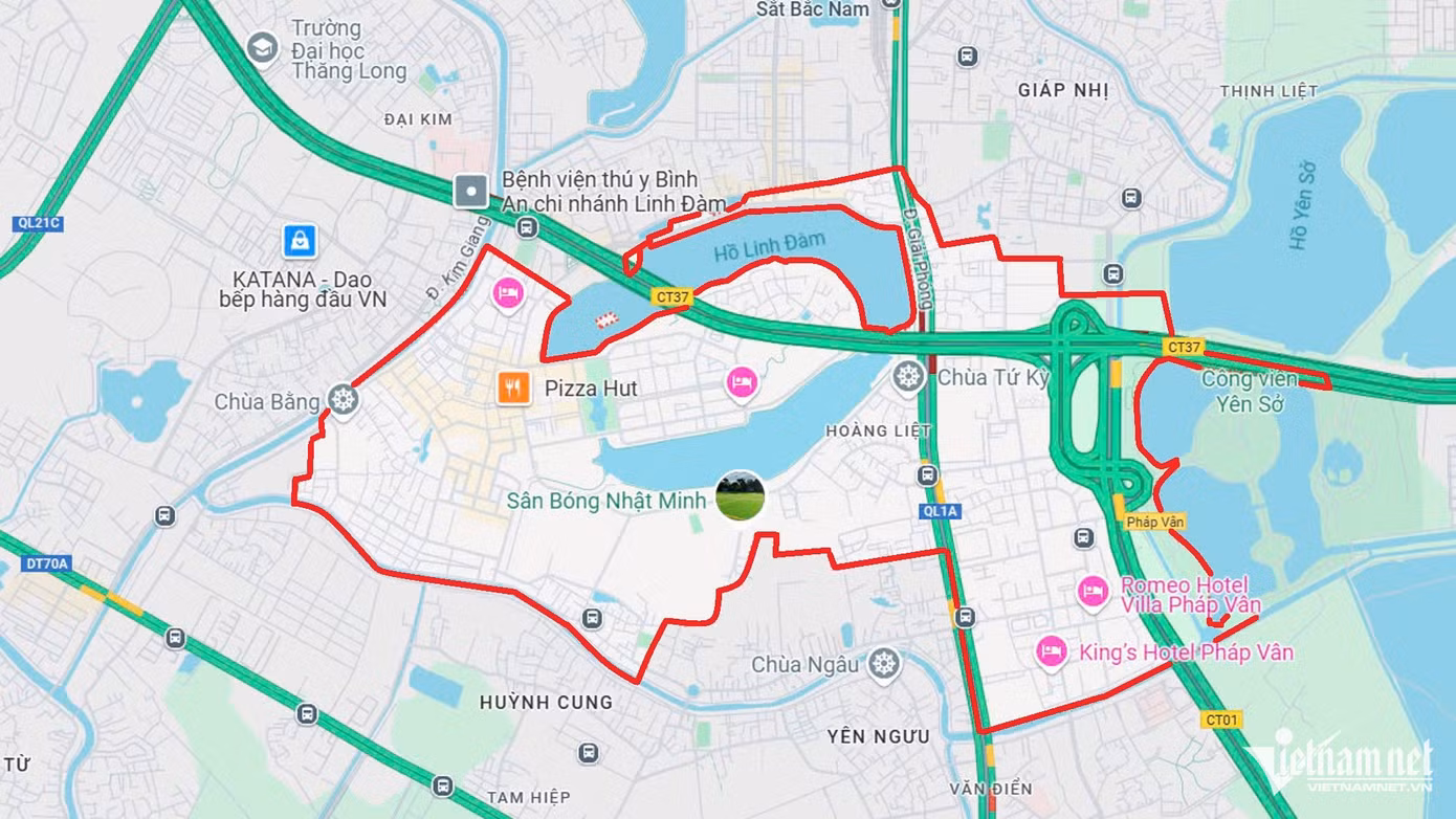 Vị trí phường Hoàng Liệt (quận Hoàng Mai). Ảnh: Google Maps Vị trí phường Hoàng Liệt (quận Hoàng Mai). Ảnh: Google Maps