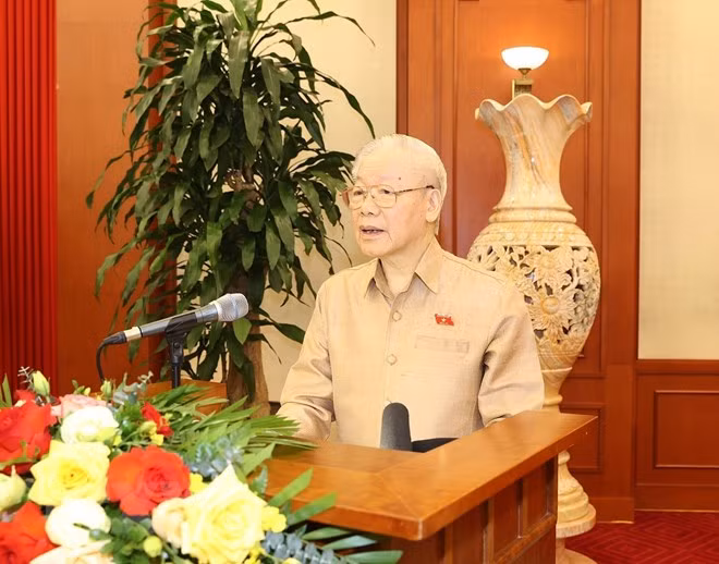 Tổng Bí thư Nguyễn Phú Trọng tại cuộc gặp mặt. Ảnh: TTXVN