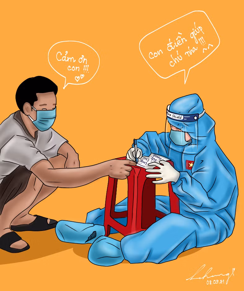 Bạn trẻ điền thông tin cá nhân giúp bà con. Bạn trẻ điền thông tin cá nhân giúp bà con.