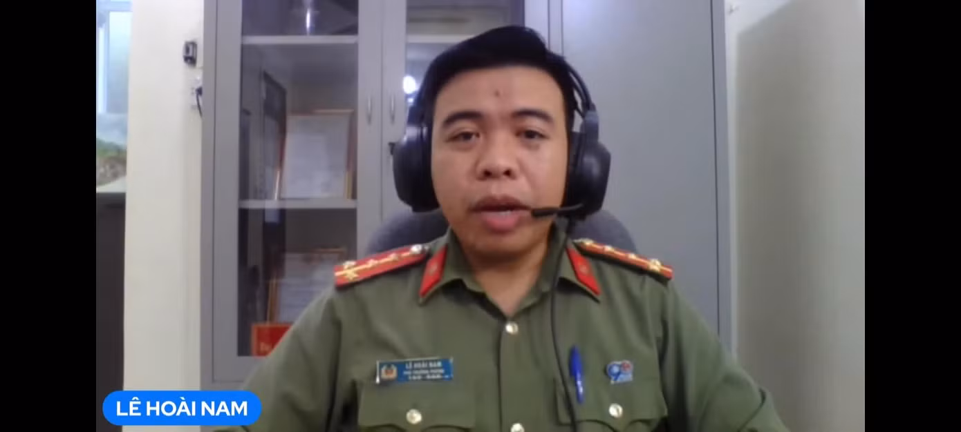 Đại úy Lê Hoài Nam, Phó Trưởng phòng Công tác Đảng và công tác chính trị, Công an tỉnh Cao Bằng - Ảnh chụp màn hình