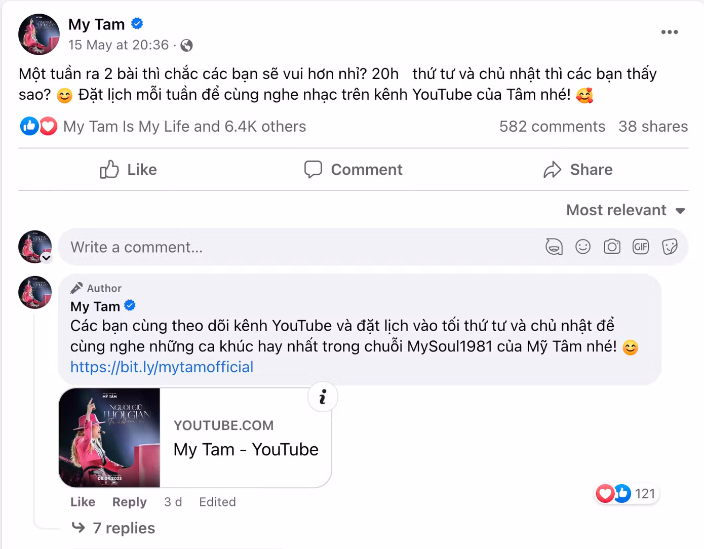 Chia sẻ của Mỹ Tâm trên Facebook Chia sẻ của Mỹ Tâm trên Facebook