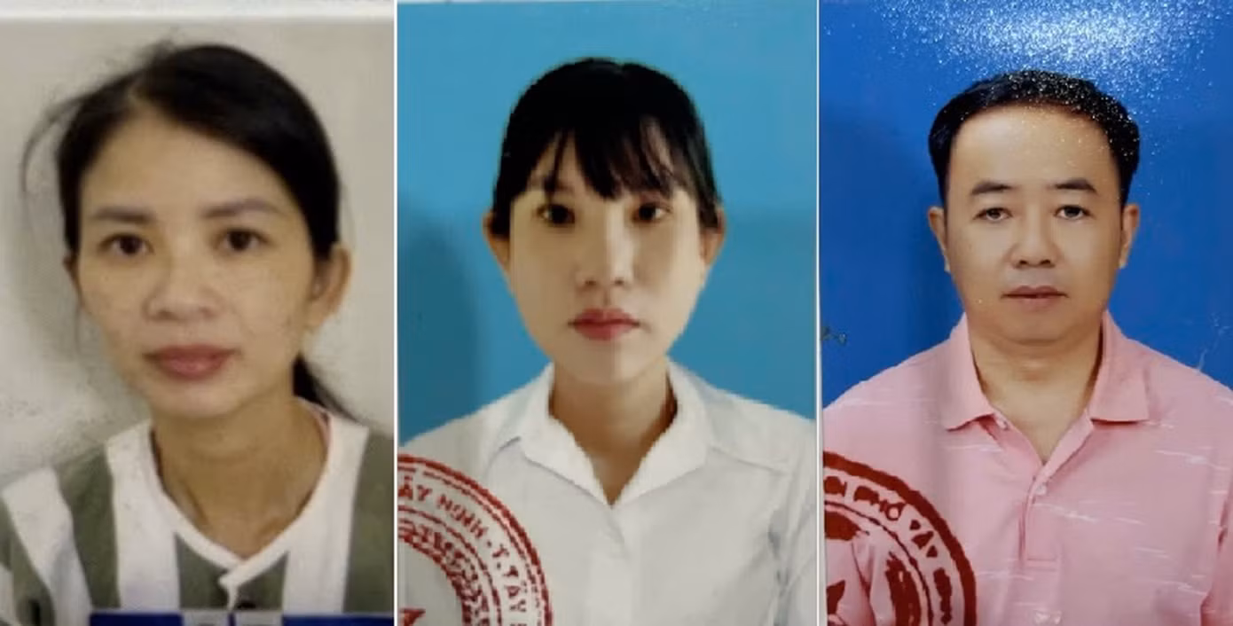 Trái sang: Các bị can Nguyễn Thị Thùy Linh, Nguyễn Thị Phượng Hằng và Trần Tất Duy. Ảnh: Báo Tây Ninh