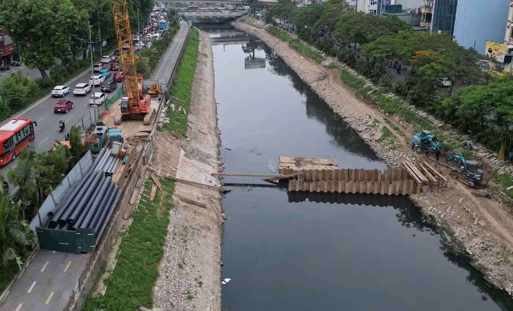 Toàn cảnh công trường xử lý nước thải.