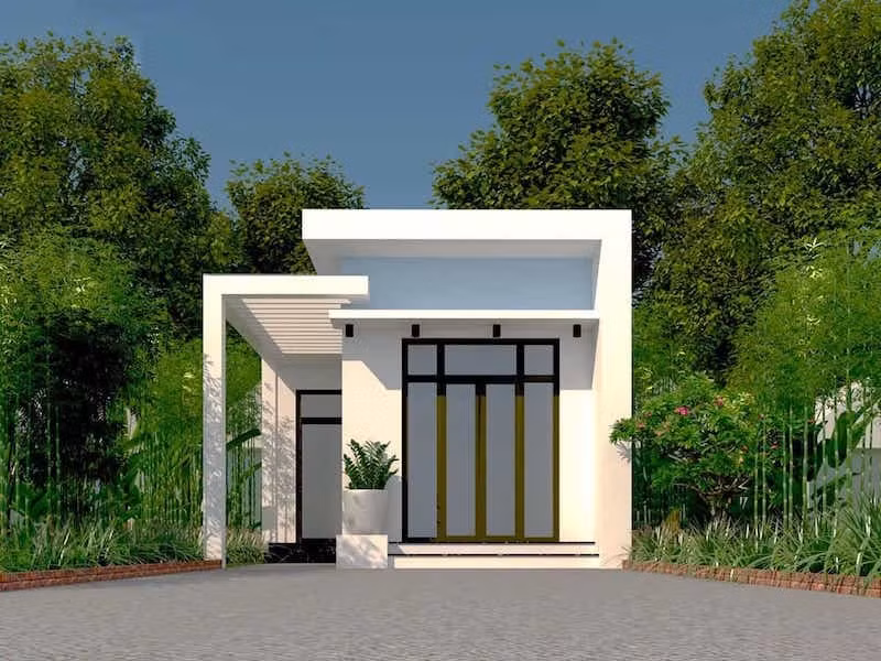Nếu ngân sách hạn chế, mẫu nhà một tầng mái phẳng với thiết kế cực kỳ đơn giản sẽ rất phù hợp.