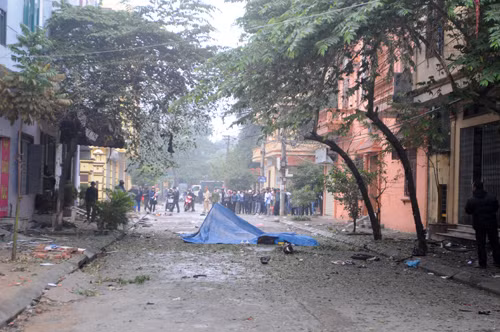 Hiện trường vụ nổ. Ảnh: T.N