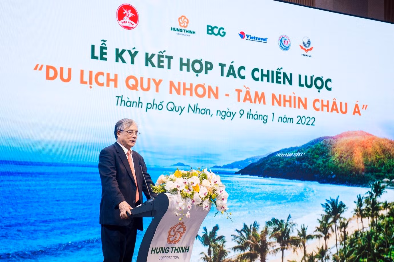 PGS TS Trần Đình Thiên phát biểu tại lễ ký kết hợp tác chiến lược “Du lịch Quy Nhơn – Tầm nhìn châu Á”