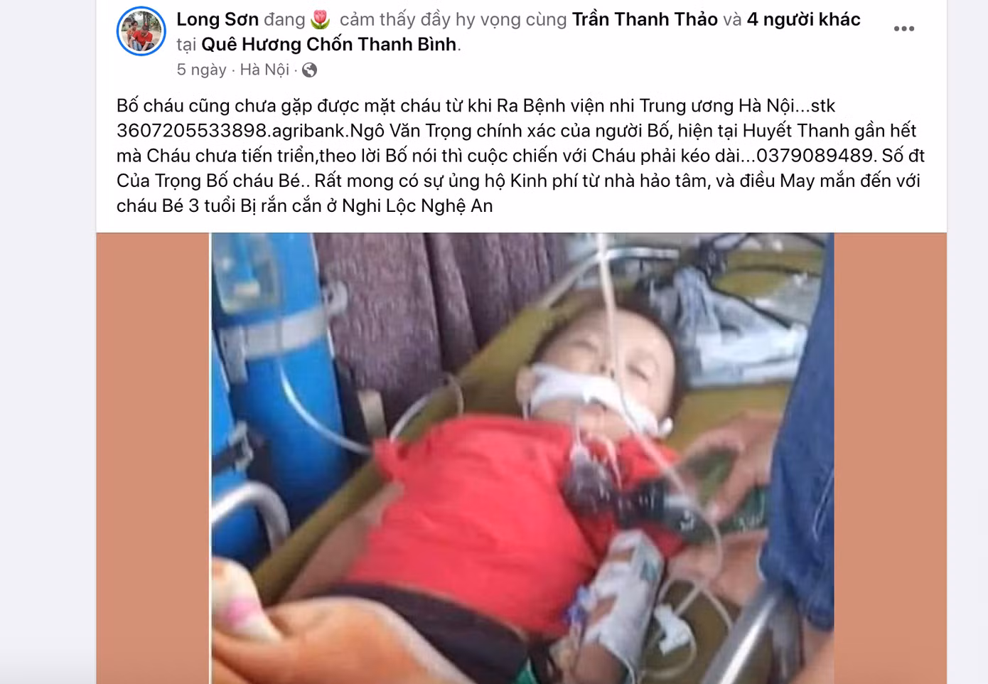 Những ngày qua có rất nhiều người đã đăng tải sự việc lên mạng xã hội để kêu gọi sự giúp đỡ của các nhà hảo tâm cho gia đình cháu H.
