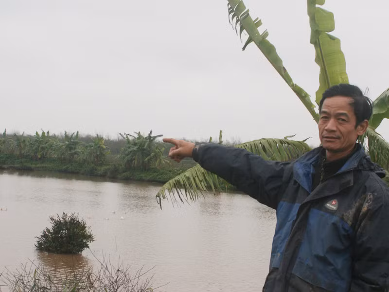 Ông Phao giới thiệu đầm của gia đình. Ảnh: Phạm Duẩn. Ông Phao giới thiệu đầm của gia đình. Ảnh: Phạm Duẩn