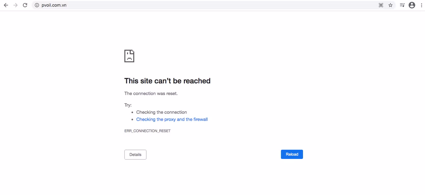 Đến cuối giờ chiều, website và hệ thống của PVOil vẫn chưa vận hành trở lại được.