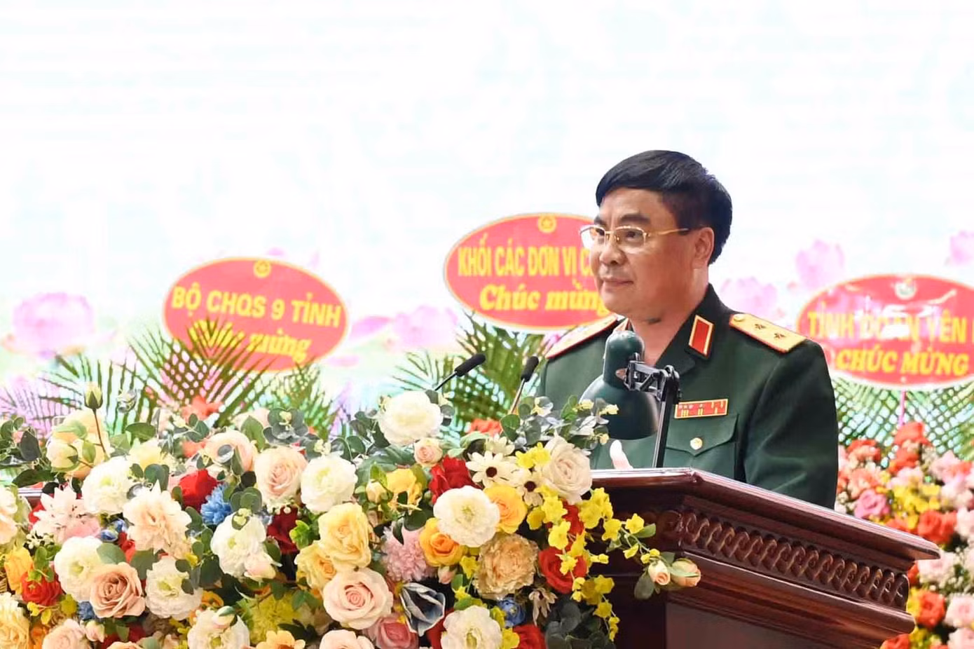 Trung tướng Phạm Đức Duyên - Bí thư Đảng ủy, Chính ủy Quân khu 2 phát biểu chỉ đạo đại hội