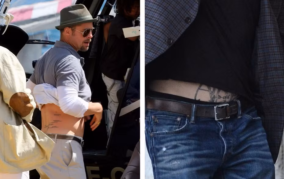 Brad Pitt có nhiều hình xăm liên quan đến Angelina Jolie. Ít nhất một trong số đó đã bị xóa. Ảnh: SplashNews.com.