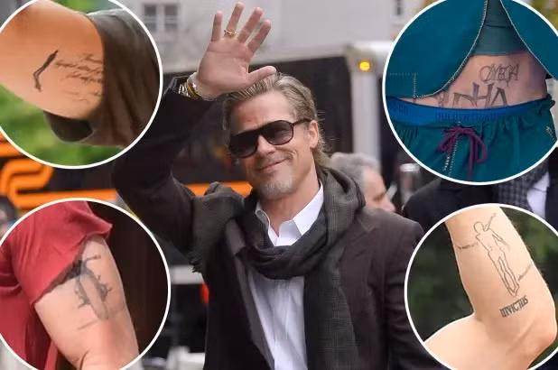 Brad Pitt có cả bộ sưu tập hình xăm trên cơ thể. Ảnh: Page Six.