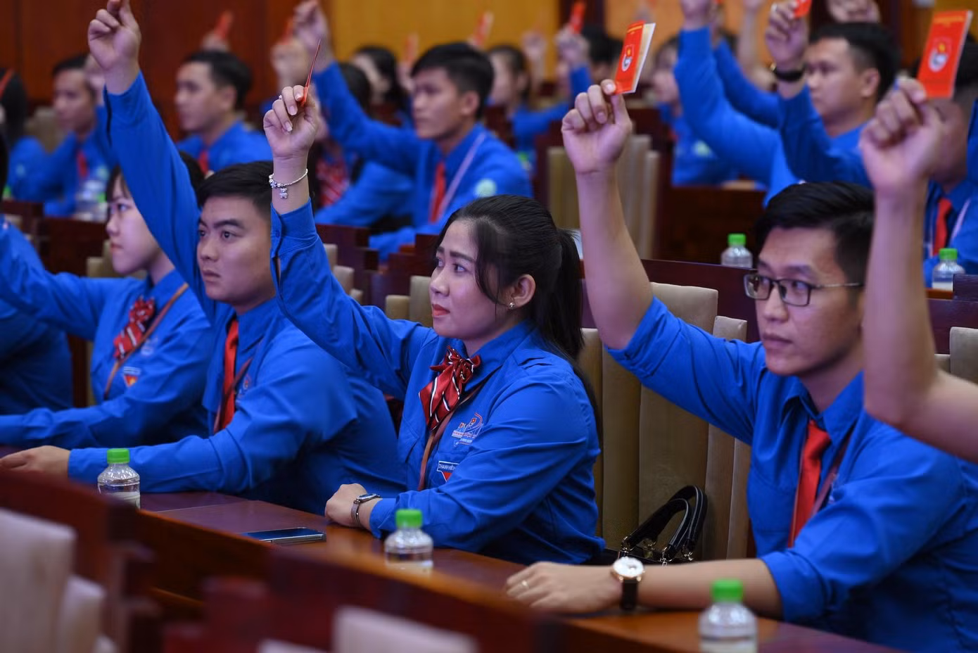 Các đại biểu biểu quyết tại Đại hội