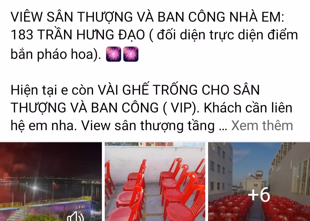 Trên mạng xã hội nhan nhản lời chào mời mua chỗ ngồi xem pháo hoa từ sân thượng, ban công.
