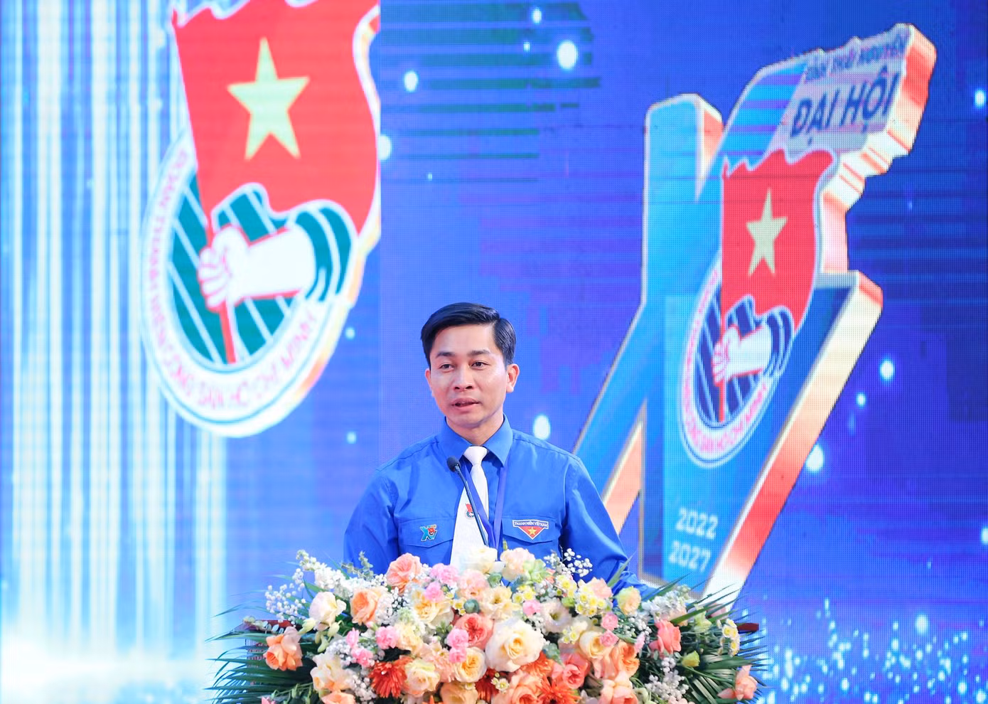 Anh Đoàn Quang Duy - Bí thư Tỉnh Đoàn Thái Nguyên khóa XIV phát biểu khai mạc Đại hội. Ảnh: Trọng Tài