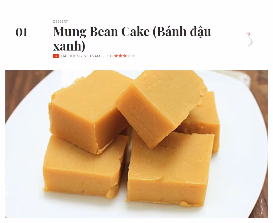 Bánh đậu xanh đứng đầu danh sách 45 món Việt bị đánh giá tệ nhất.