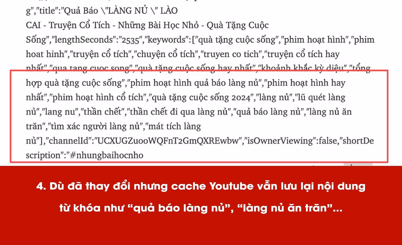 Bằng chứng kênh YouTube Những Bài Học Nhỏ câu view phản cảm về Làng Nủ, đồng thời lấp liếm xóa bằng chứng đã được ghi lại. Ảnh: Viên Hồng Quang.