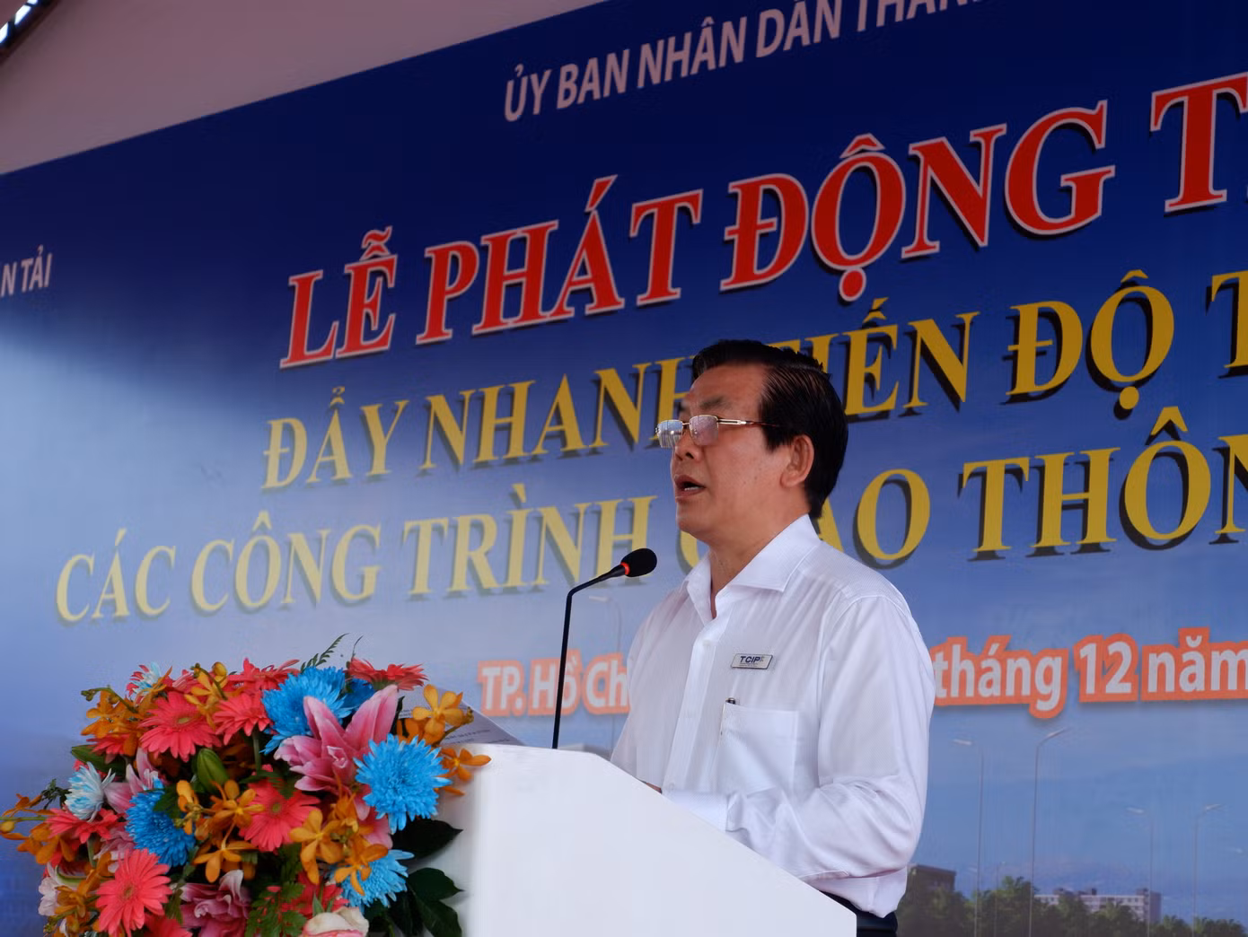 Ông Lương Minh Phúc - Giám đốc Ban Giao thông TPHCM phát biểu tại buổi lễ.