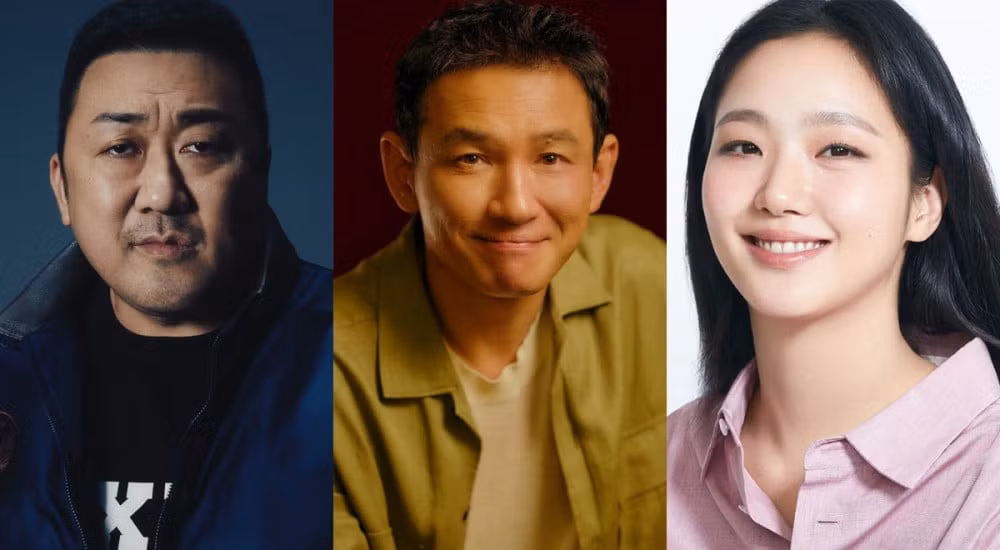 Ma Dong Seok, Hwang Jung Min và Kim Go Eun (trái qua phải) lần lượt giữ 3 thứ hạng cao nhất trong top 10 diễn viên hàng đầu Hàn Quốc năm 2024.