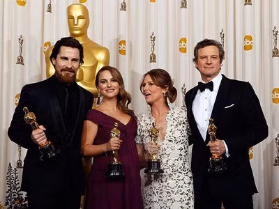 Những diễn viên xuất sắc nhất năm nay: Từ trái qua Christian Bale, Natalie Portman, Melissa Leo, Colin Firth 