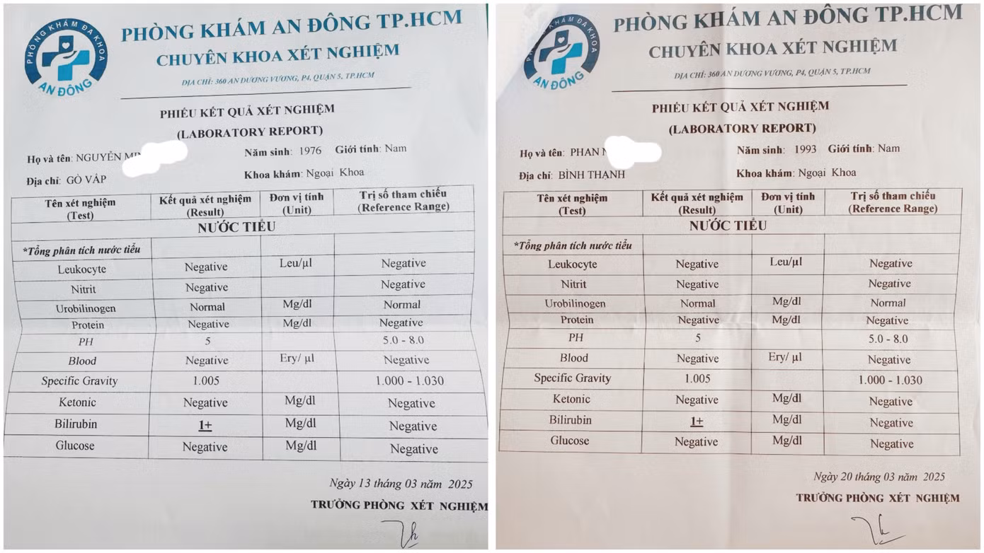Nước tiểu của 2 bệnh nhân cũng có kết quả “y chang” nhau đến khó tin- ảnh P.V