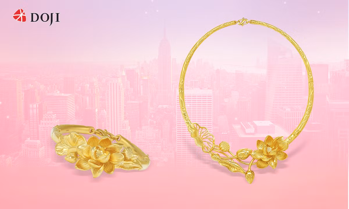 Trang sức vàng 24K Vu Quy tượng trưng cho hạnh phúc sung túc, vững bền của đôi uyên ương.