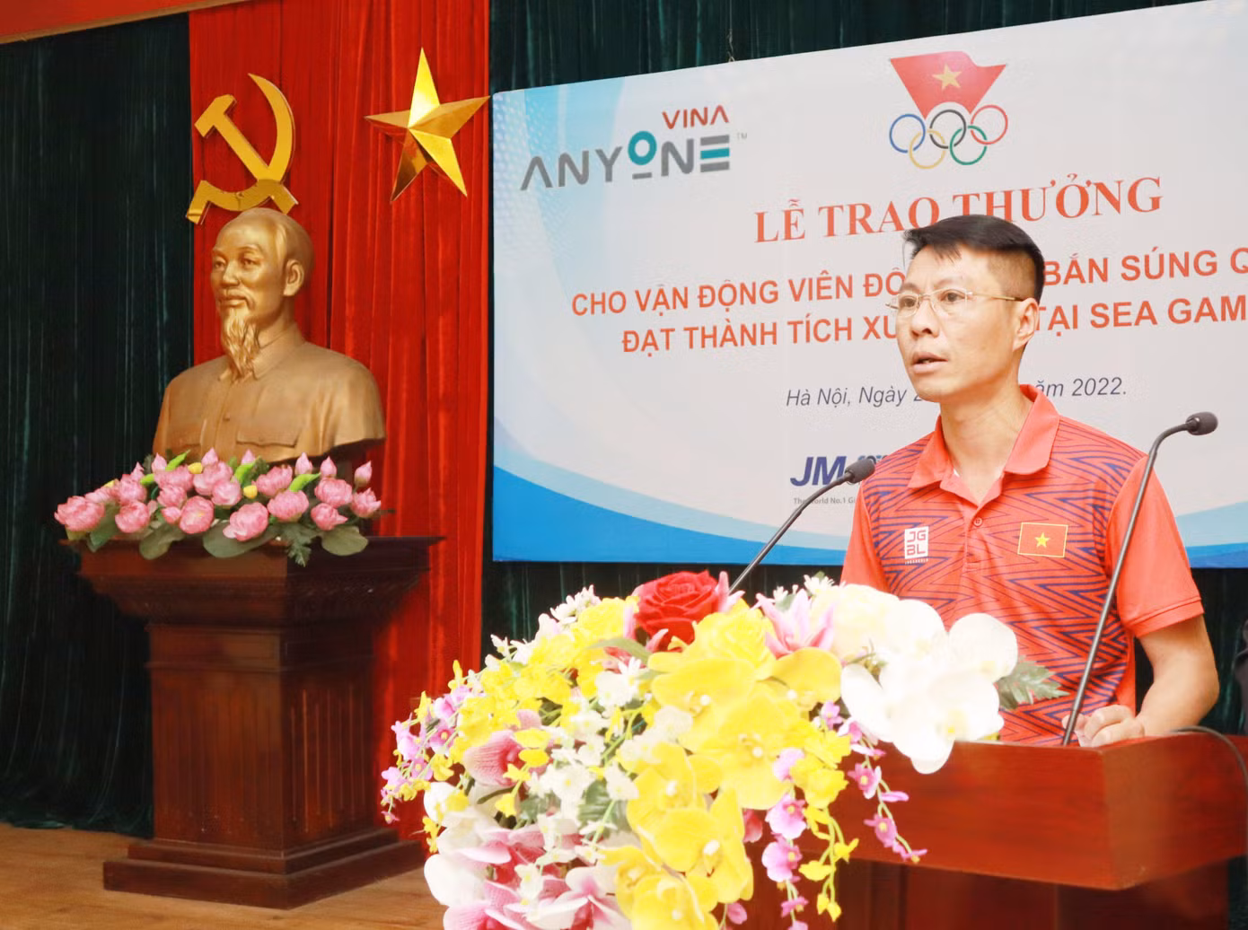 Xạ thủ Trần Quốc Cường giành HCV 50m súng ngắn nam tại SEA Games 31 (ảnh N.Huy)