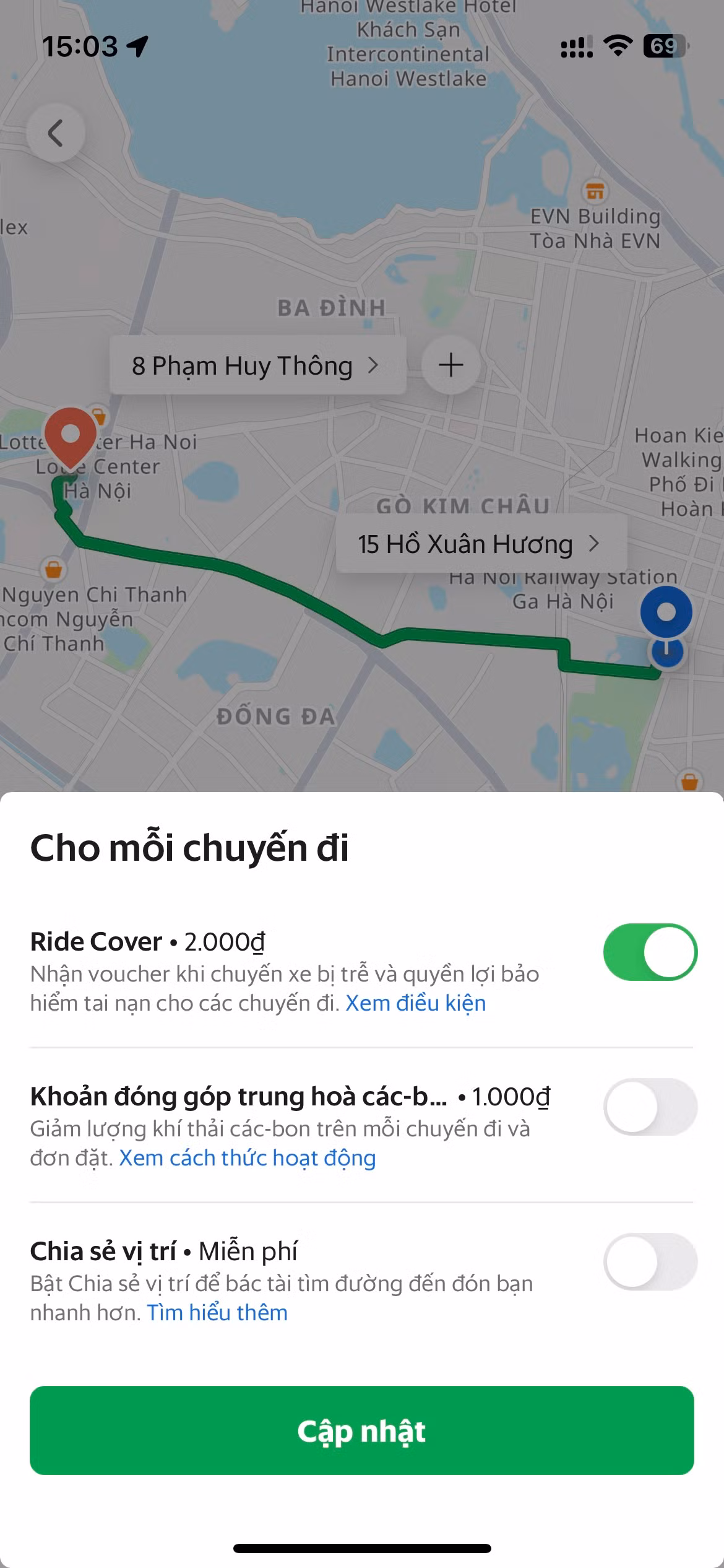 Khoản phí 2.000 đồng/cuốc xe được Grab tự động tích hợp thu mỗi khi khách hàng đặt xe