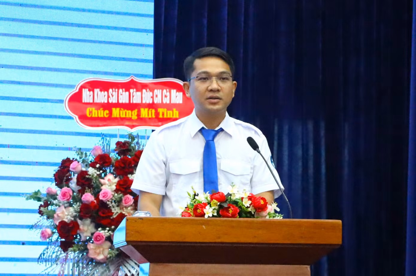 Anh Trần Đăng Khoa - Phó Bí thư Tỉnh Đoàn Cà Mau phát biểu tại buổi lễ.