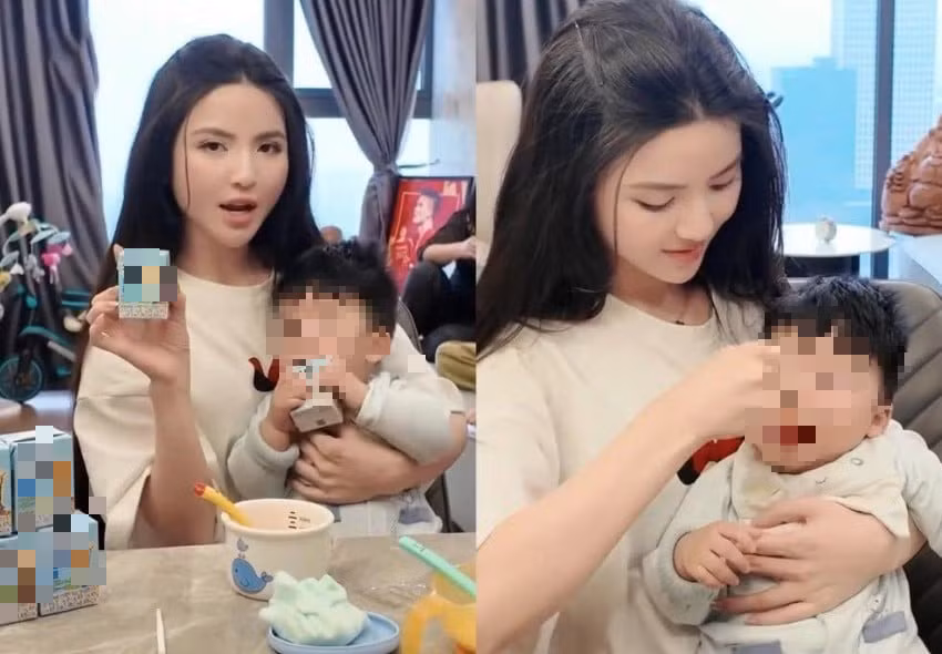 Chu Thanh Huyền bị chỉ trích đem con trai ra để quảng cáo bất chấp cho một sản phẩm sữa của Hàn Quốc.