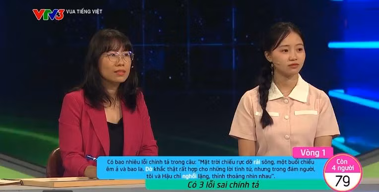 Câu văn có bốn lỗi chính tả nhưng ê-kíp chỉ công nhận ba lỗi.