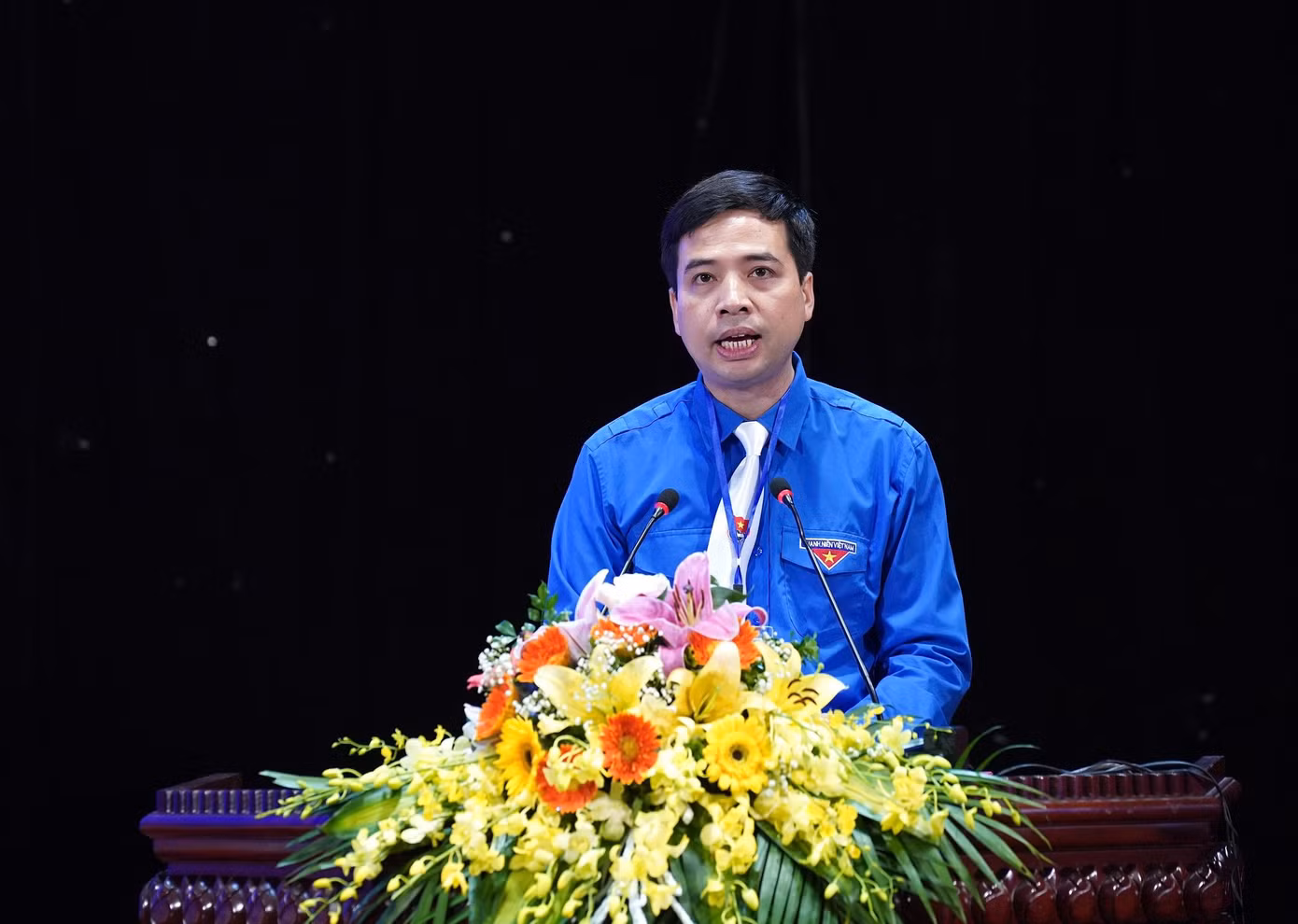 Anh Nguyễn Đức Sâm, Bí thư Tỉnh Đoàn Bắc Ninh khóa XIV phát biểu tại đại hội. Ảnh: Như Ý