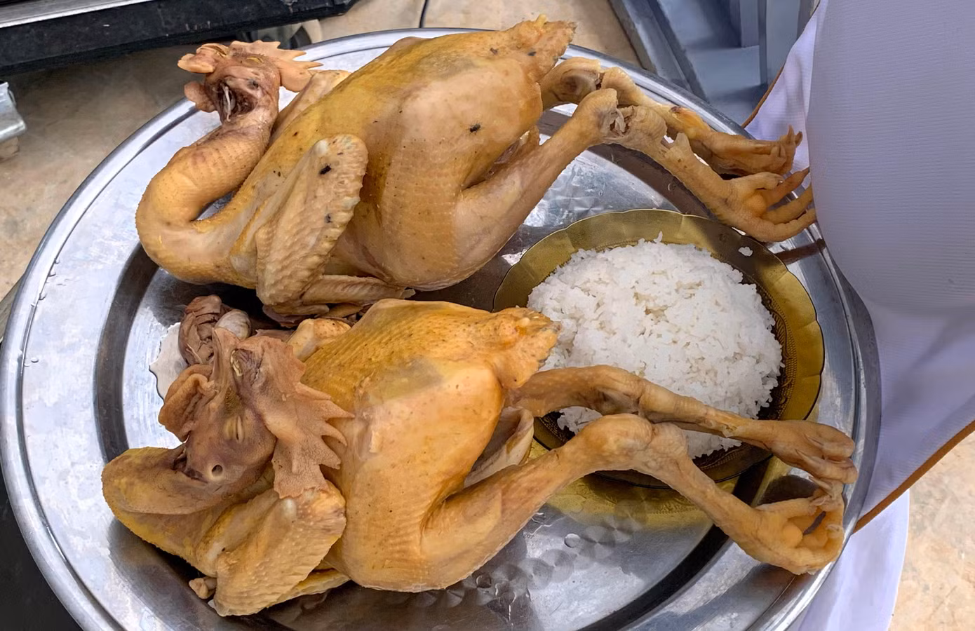 Cặp gà dùng để cúng và thực hiện nghi lễ ném ruột gà